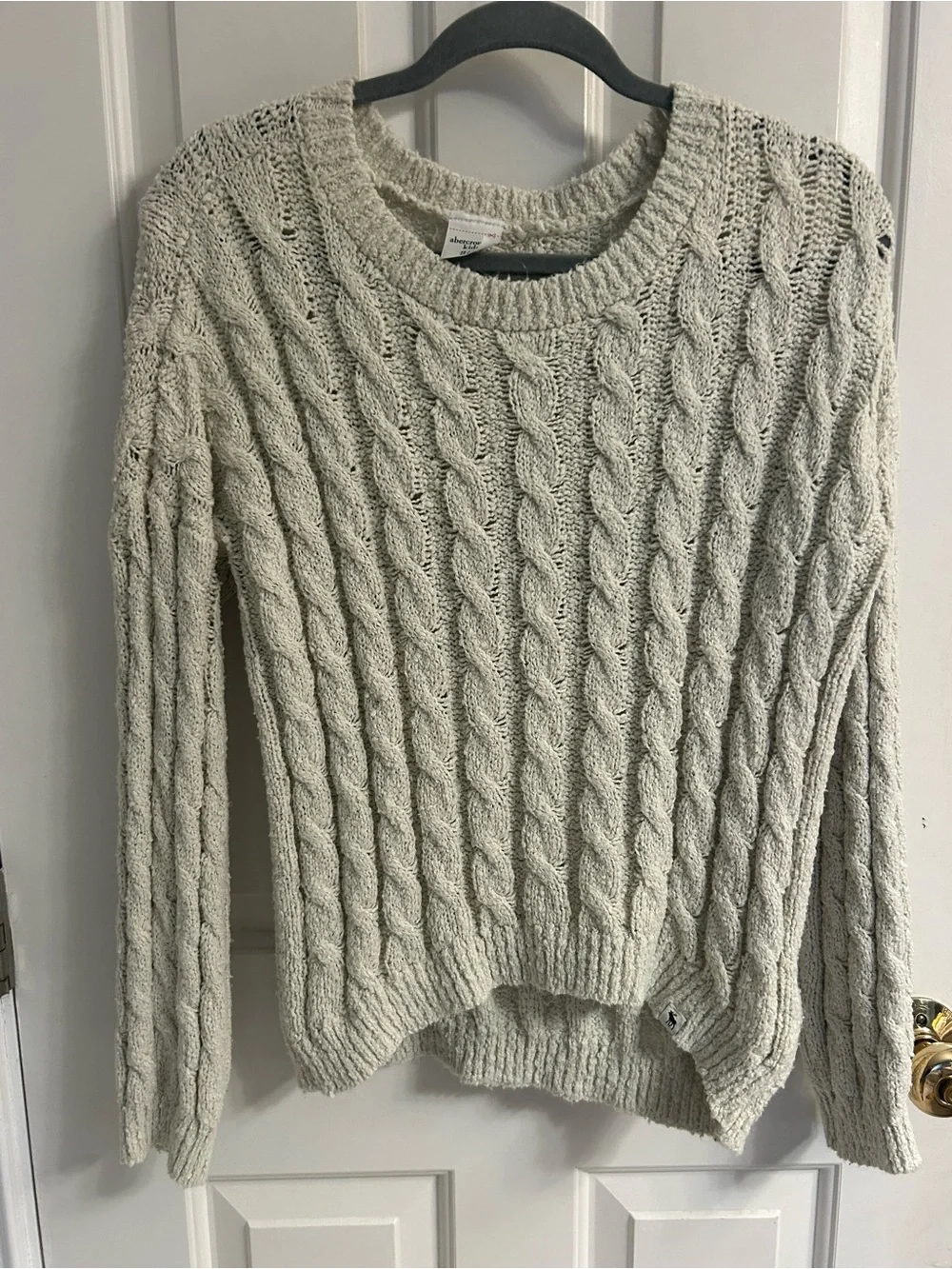 Girls abercrombie kids Cream Cable-Knit Crew Sweater